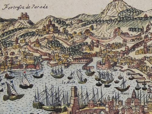 colline, case, barche a vela del '600